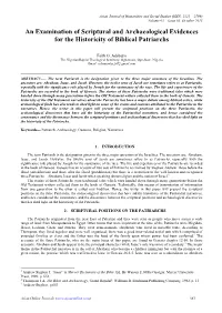 An Examination of Scriptural and Archaeological Evidences for the Historicity of Biblical Patriarchs
