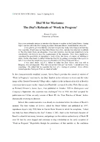 Dial M for Marianne: the Dial’S Refusals of ‘Work in Progress’