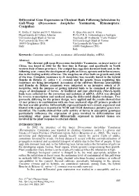 Differential Gene Expression in Chestnut Buds Following Infestation by Gall-Wasp (Dryocosmus Kuriphilus Yasumatsu, Hymenoptera: Cynipidae)