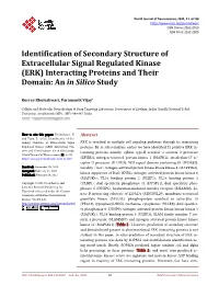 (ERK) Interacting Proteins and Their Domain: an in Silico Study