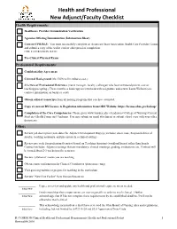 Health and Professional New Adjunct/Faculty Checklist Health Requirements: Healthcare Provider Immunization Verification