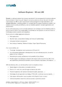 Software Engineer – Wt and Jwt