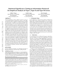 Statistical Significance Testing in Information Retrieval:An Empirical