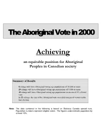 The Aboriginal Vote in 2000