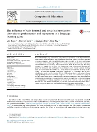 The Influence of Task Demand and Social Categorization Diversity on Performance and Enjoyment in a Language Learning Game