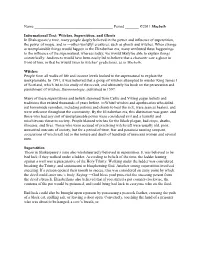 2011 Macbeth Informational Text: Witches, Superstition, and Ghost