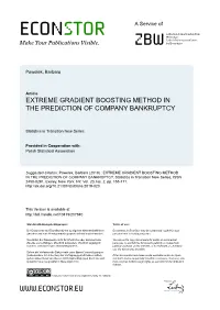 Extreme Gradient Boosting Method in the Prediction of Company Bankruptcy