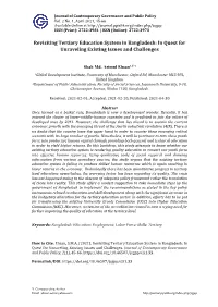 Revisiting Tertiary Education System in Bangladesh: in Quest for Unraveling Existing Issues and Challenges