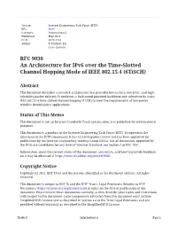 RFC 9030: an Architecture for Ipv6 Over the Time-Slotted Channel