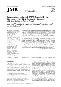 Supramodular Nature of GRIP1 Revealed by the Structure of Its PDZ12 Tandem in Complex with the Carboxyl Tail of Fras1