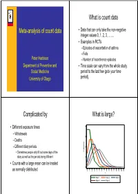 Meta-Analysis of Count Data What Is Count Data Complicated by What Is