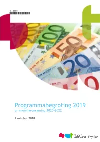 Programmabegroting 2019 En Meerjarenraming 2020-2022
