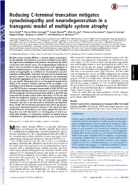 Reducing C-Terminal Truncation Mitigates Synucleinopathy and Neurodegeneration in a Transgenic Model of Multiple System Atrophy