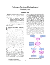 Software Testing Methods and Techniques