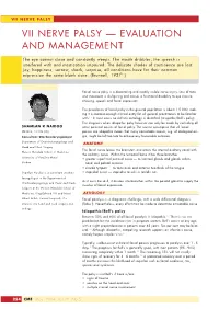 Vii Nerve Palsy — Evaluation and Management