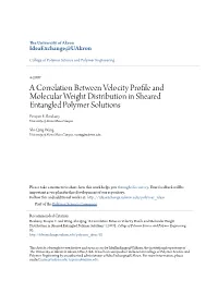 A Correlation Between Velocity Profile and Molecular Weight Distribution in Sheared Entangled Polymer Solutions Pouyan E