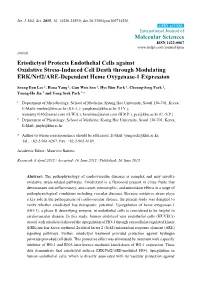 Eriodictyol Protects Endothelial Cells Against Oxidative Stress-Induced Cell Death Through Modulating ERK/Nrf2/ARE-Dependent Heme Oxygenase-1 Expression