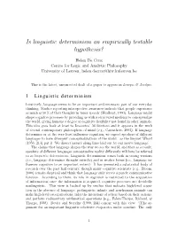 Is Linguistic Determinism an Empirically Testable Hypothesis?