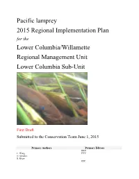 Lower Columbia/Willamette Regional Management Unit Lower Columbia Sub-Unit