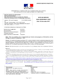 NOTE DE SERVICE DGAL/SDSSA/N2011-8282 Date