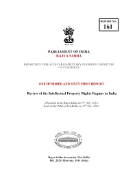 Report on the Review of the Intellectual Property Rights Regime in India