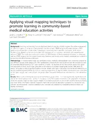 Applying Visual Mapping Techniques to Promote Learning in Community-Based Medical Education Activities Sonali G
