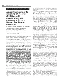 Association Between the Dopamine D4 Receptor (DRD4)