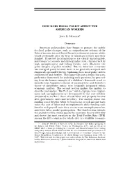 How Does Fiscal Policy Affect the American Worker?