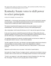 Kentucky Senate Votes to Shift Power to Select Principals