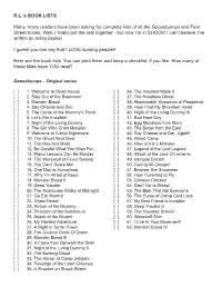 R.L.'S BOOK LISTS Many, Many Readers Have Been Asking For