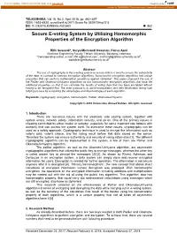 Secure E-Voting System by Utilizing Homomorphic Properties of the Encryption Algorithm