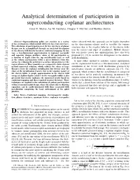 Analytical Determination of Participation in Superconducting Coplanar Architectures Conal E