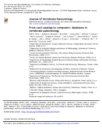 Databases in Vertebrate Paleontology Mark D