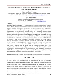 Inventory Management Practices and Business Performance for Small- Scale Enterprises in Kenya