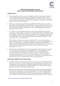 Response to DCMS Small Scale DAB Licensing Consultation