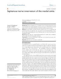 Saphenous Nerve Innervation of the Medial Ankle