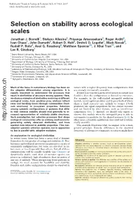 Selection on Stability Across Ecological Scales