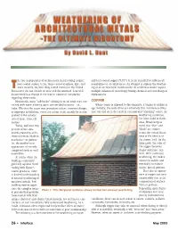 Weathering of Architectural Metals – the Ultimate Dichotomy