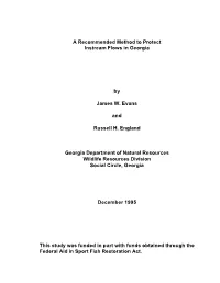 A Recommended Method to Protect Instream Flows in Georgia