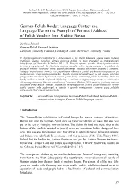 German-Polish Border: Language Contact and Language Use on the Example of Forms of Address of Polish Vendors from Słubice Bazaar