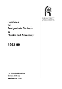 Handbook for Postgraduate Students in Physics and Astronomy