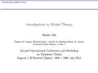 Introduction to Model Theory