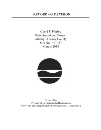 RECORD of DECISION C and F Plating State Superfund Project