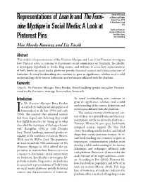 Representations of Lean in and the Femi- Nine Mystique in Social Media