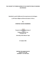 The Concept of Power Sharing in the Constitutions of Burundi and Rwanda