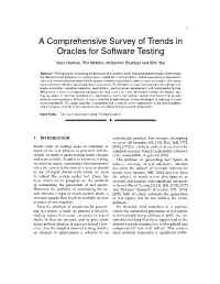A Comprehensive Survey of Trends in Oracles for Software Testing