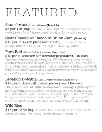 Menu for Week