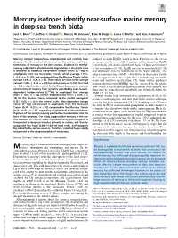 Mercury Isotopes Identify Near-Surface Marine Mercury in Deep-Sea Trench Biota