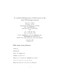 A Complete Bibliography of Publications in the Intel Technology Journal