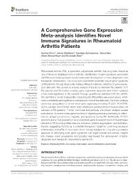 A Comprehensive Gene Expression Meta-Analysis Identifies Novel Immune Signatures in Rheumatoid Arthritis Patients